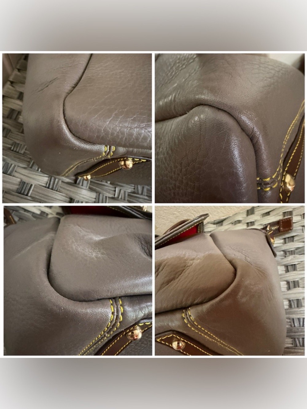 Dooney & Bourke Gray Pebbled Leather Satchel with Brown Trim - Picture 10 of 16